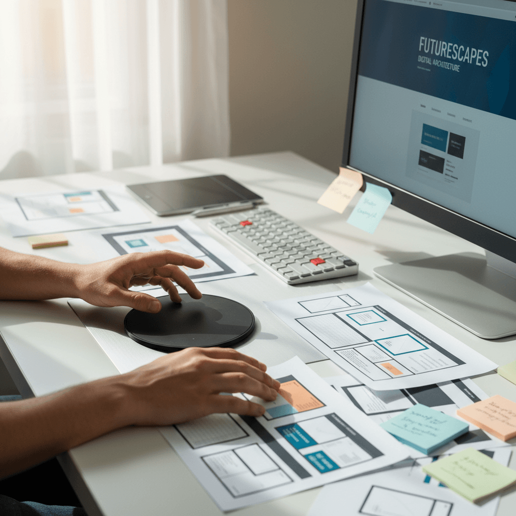 Founder designing apparel at a modern workspace