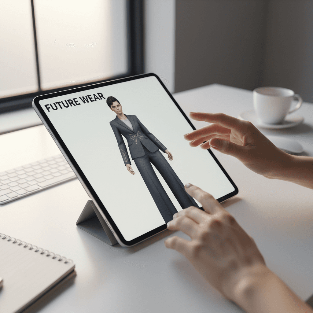 AI-generated model showcasing apparel on virtual runway